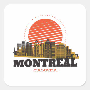Sticker Carré Vintage Montréal Canada Skyline