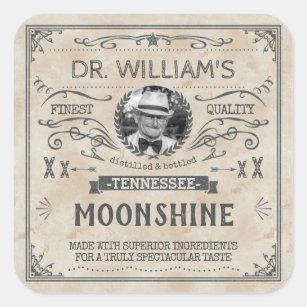 Sticker Carré Vintage Moonshine Hillbilly Medicine