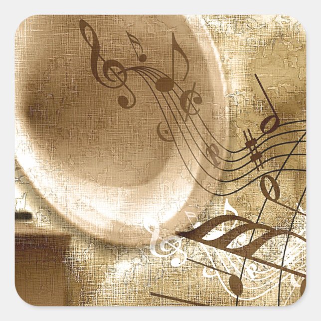 Sticker Carré Vintage music (Devant)