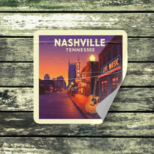 Sticker Carré Vintage Nashville Tennessee