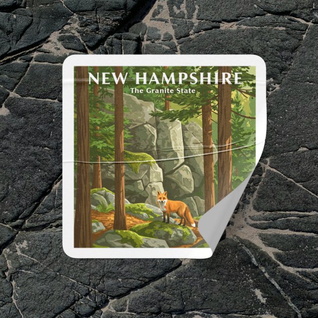 Sticker Carré Vintage New Hampshire (Créateur téléchargé)