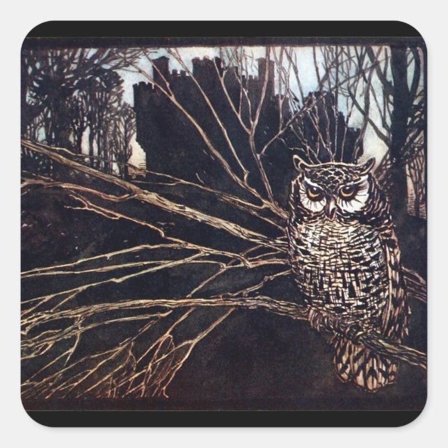 Sticker Carré Vintage Night Owl Rackham (Devant)
