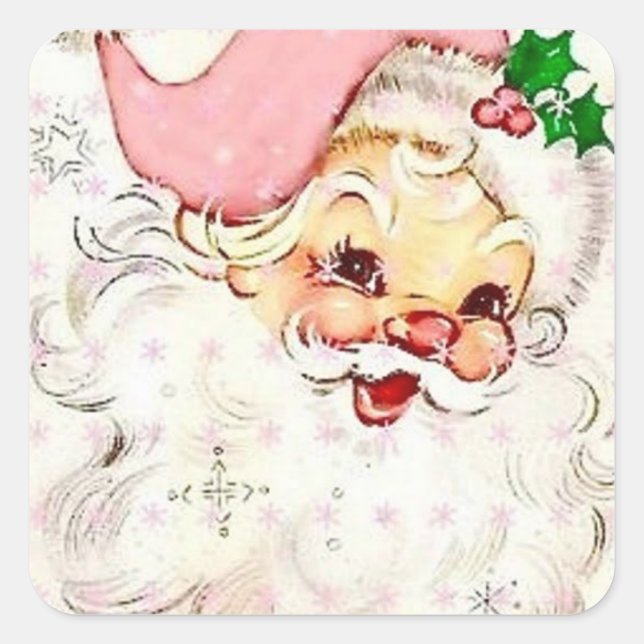 Sticker Carré Vintage Noël Père Noël (Devant)