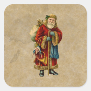 Sticker Carré Vintage Noël Vieux Monde Père Noël