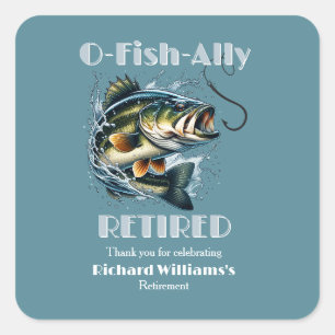 Sticker Carré Vintage OFishAlly Retraité Gros Poisson Mordez à l