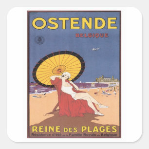 Sticker Carré Vintage Ostende Belgique