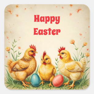 Sticker Carré Vintage Pâques 3 Petite Collection de vacances de 