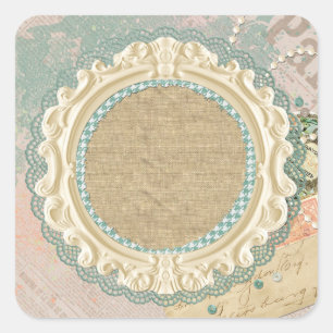 Sticker Carré Vintage Paris Shabby Chic Frame Boutique