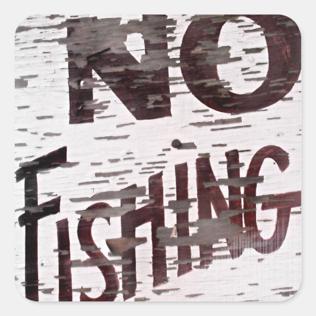 Sticker Carré Vintage Pas de signe de pêche (Devant)