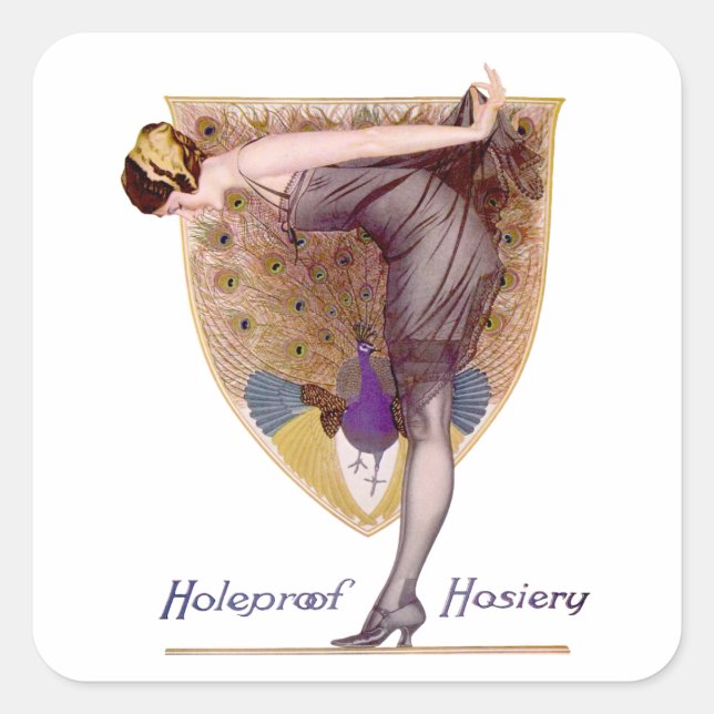 Sticker Carré Vintage Peacock Femme Flapper Plutôt (Devant)