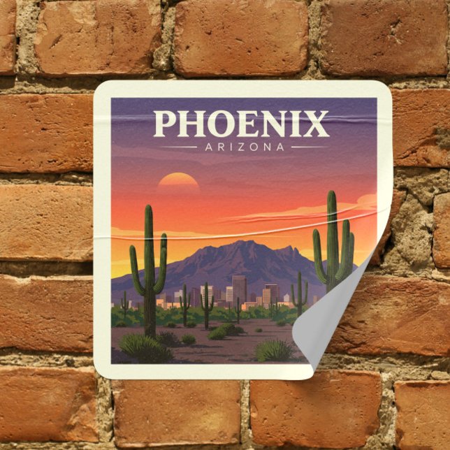 Sticker Carré Vintage Phoenix Arizona (Créateur téléchargé)