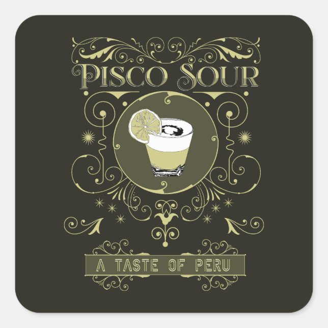 Sticker Carré Vintage Pisco Sour (Devant)