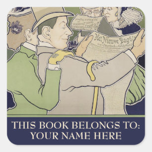 Sticker Carré Vintage plaque publicitaire de journal néerlandais