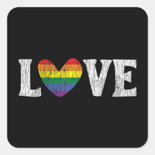 Sticker Carré Vintage Rainbow Love Fière Famille Matching Gay Le