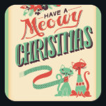 Sticker Carré Vintage Retro Avoir Un Meowowy Christmas Cats<br><div class="desc">Vintage Retro Avoir Un Autocollant Meowy Christmas Cats</div>