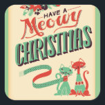 Sticker Carré Vintage Retro Avoir Un Meowowy Christmas Cats<br><div class="desc">Vintage Retro Avoir Un Autocollant Meowy Christmas Cats</div>