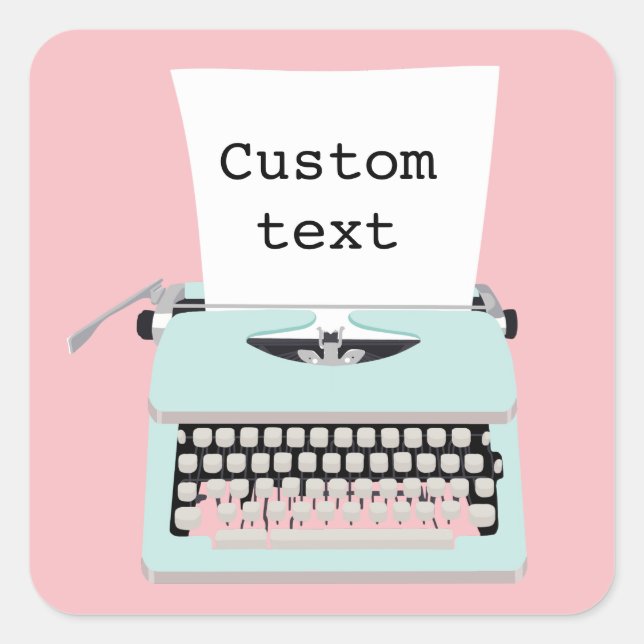 Sticker Carré Vintage retro typewriter and paper design (Devant)
