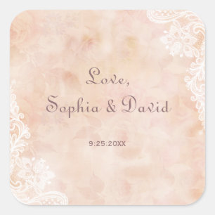 Sticker Carré Vintage Rose vieil Mariage papier