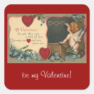 Sticker Carré Vintage Saint Valentin, Cherub Enseignant