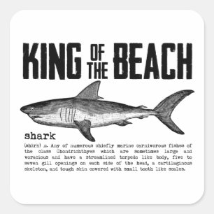 Sticker Carré Vintage Shark Beach King