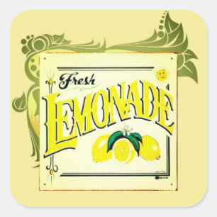 Sticker Carré Vintage signe citron fruits d'été