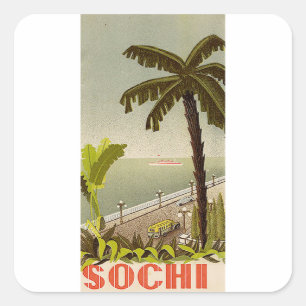 Sticker Carré Vintage Sochi Marine Station Beaux-Arts Voyage