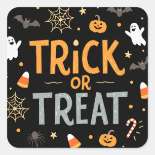Sticker Carré Vintage Spider web Trick or Treat Halloween