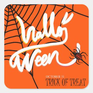 Sticker Carré Vintage Spider web Trick or Treat Halloween