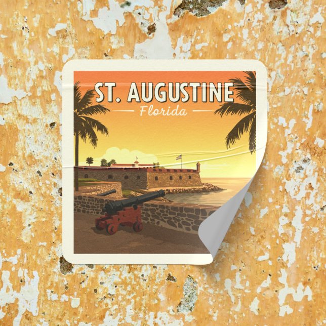 Sticker Carré Vintage St Augustine Floride (Créateur téléchargé)