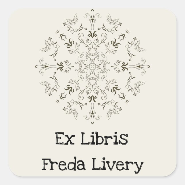 Sticker Carré Vintage Swirls Flourish Classique (Devant)