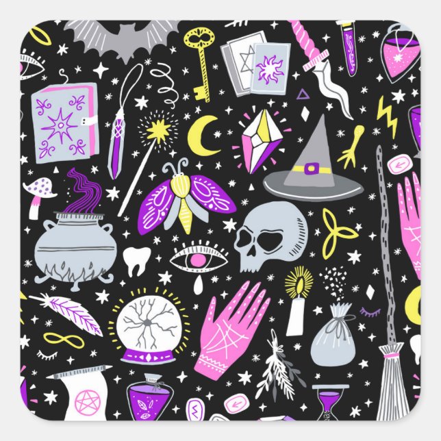 Sticker Carré Vintage tartan brun-orange. (Devant)