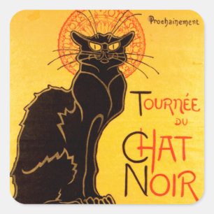 Sticker Carré Vintage Tournee de Conversation Noir Chat Noir