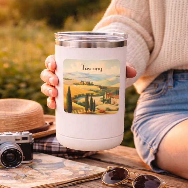 Sticker Carré Vintage Tuscany Italy Countryside Landscape (Créateur téléchargé)