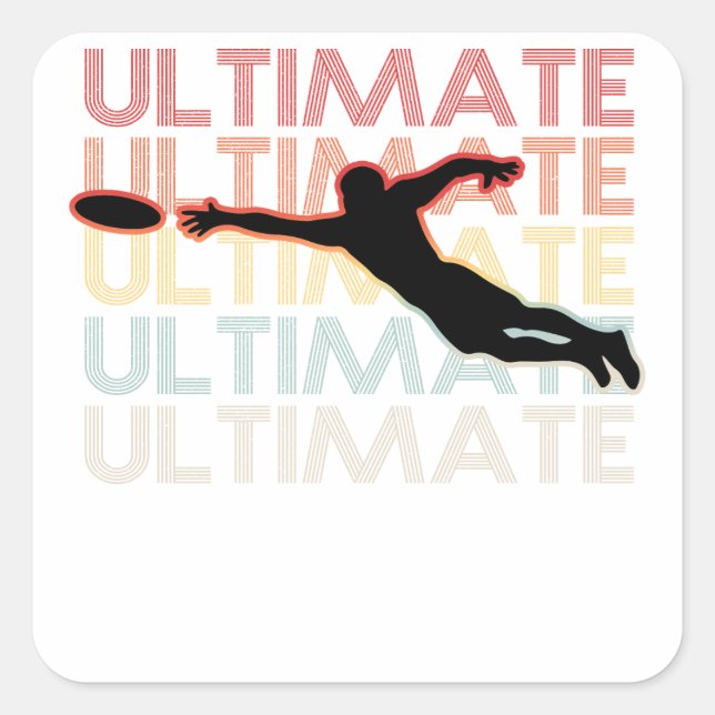 Sticker Carré Vintage Ultimate Frisbee Sport Retro (Devant)