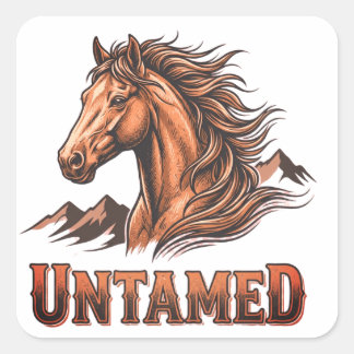 Sticker Carré Vintage Untamed Stallion Western Shirt