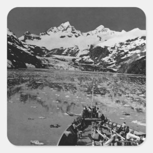 Sticker Carré Vintage USA Alaska glacier bay monument national