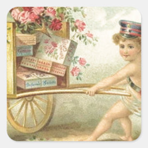 Sticker Carré Vintage Valentines Angel