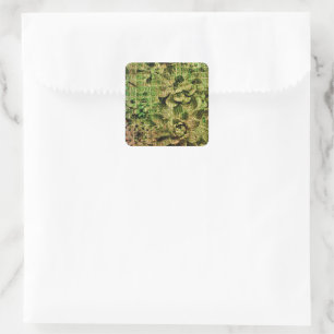 Sticker Carré Vintage Vert Faux Peau Animal Cactus Succulent