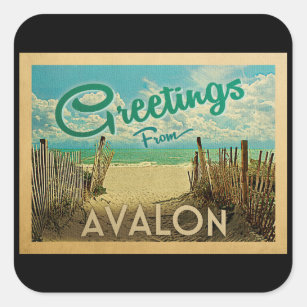 Sticker Carré Vintage voyage de plage d'Avalon
