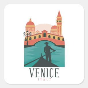Sticker Carré Vintage voyage de Venise