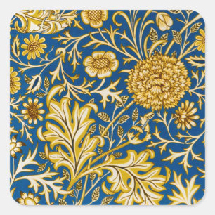 Sticker Carré Vintage William Morris Cherwell Bleu Art Floral