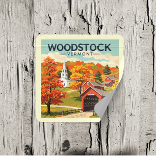 Sticker Carré Vintage Woodstock Vermont