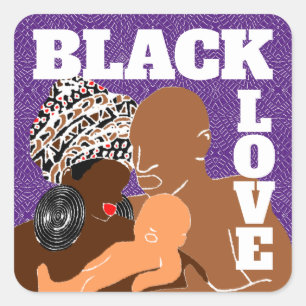 Sticker Carré violet Black Love Brown Love Famille noire