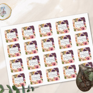 Sticker Carré Violet Meadows Automne Moderne Floral