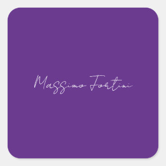 Sticker Carré Violet Royal Élégant Minimaliste Calligraphie