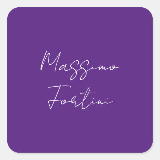 Sticker Carré Violet Royal Élégant Minimaliste Calligraphie