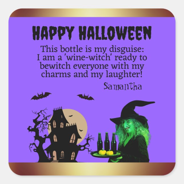 Sticker Carré VIOLET Witch's Brew: Spooktacular halloween (Devant)