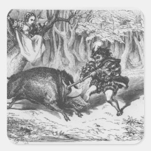 Sticker Carré Violette et Ourson