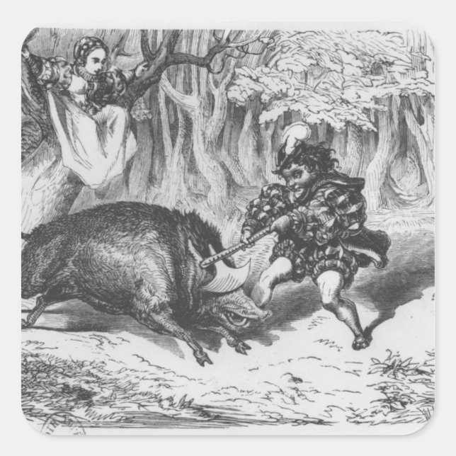 Sticker Carré Violette et Ourson (Devant)