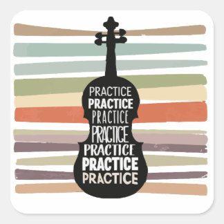 Sticker Carré violin retro